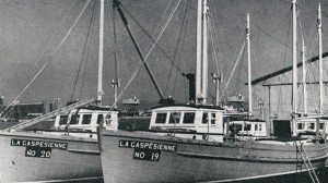 La Gaspésienne no 20 au chantier naval Davie Brothers à Lévis, 1958  Photo :  Actualités marines, avril-juin 1958, p.6.