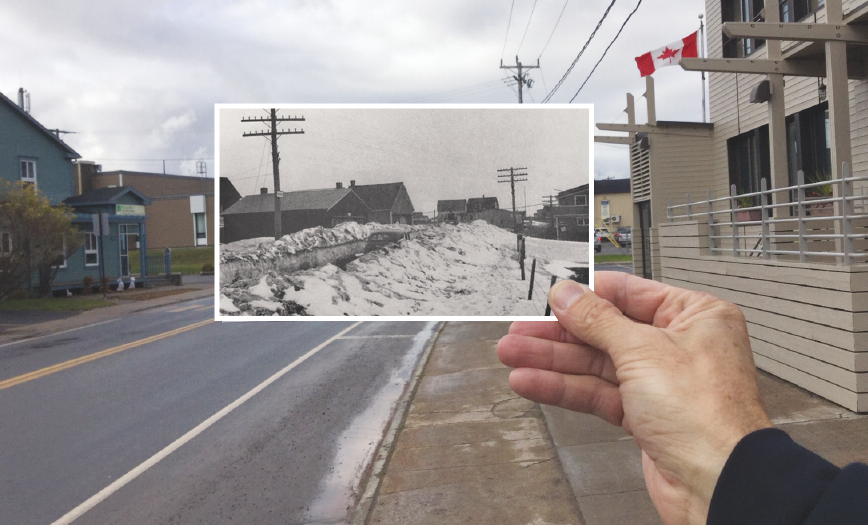 Le chemin principal à Cap-aux-Meules au printemps 1948.