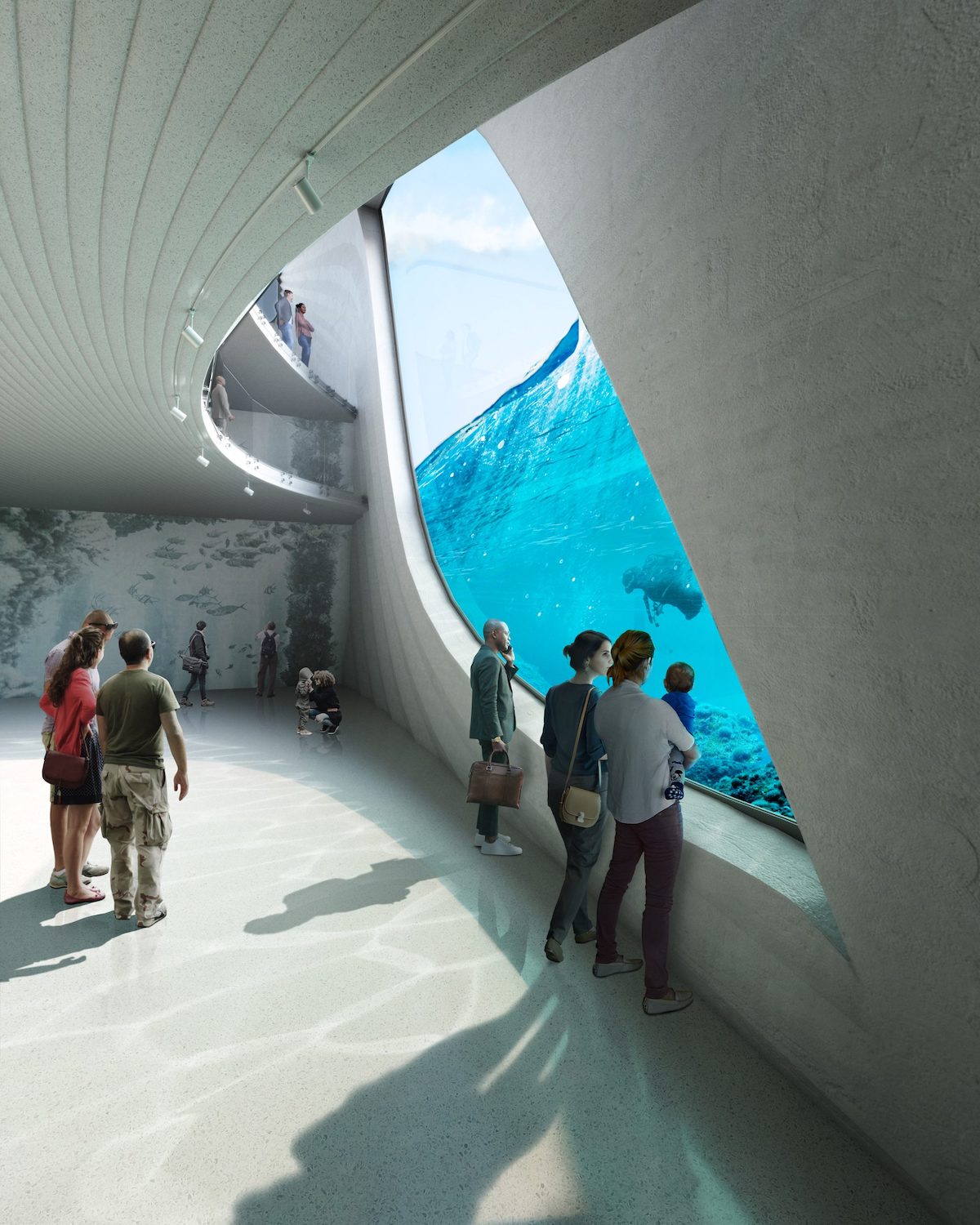 Le-Australian-underwater-discovery-Centre-un-batiment-en-forme-de-baleine-semi-immergee-2