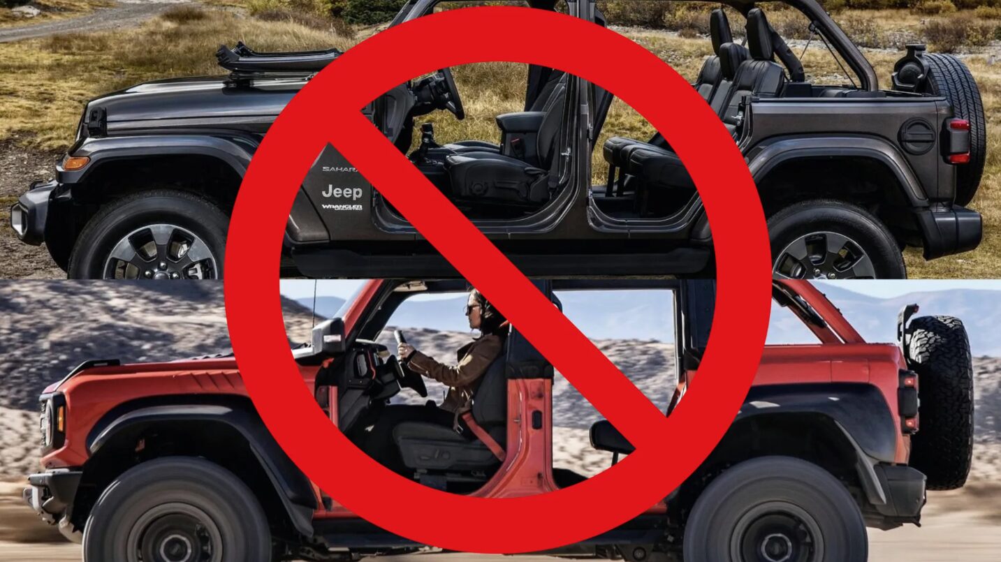 QUOI? C’est illégal est illégal d’enlever les portières des Jeep Wrangler et Ford Bronco?