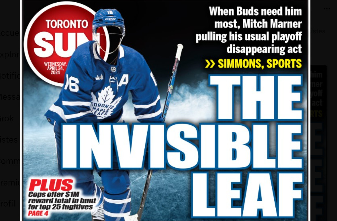 « La feuille invisible » : Mitch Marner détruit par le Toronto Sun