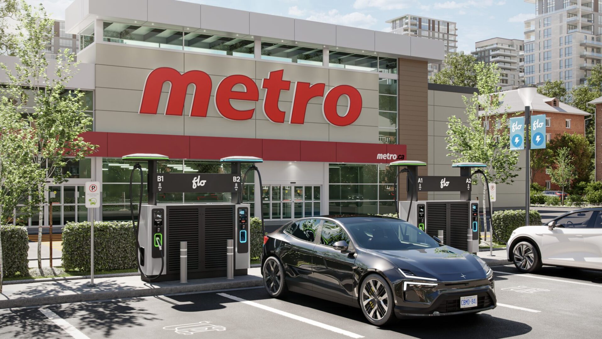 Des bornes de recharge rapides dans des épiceries Metro du Québec