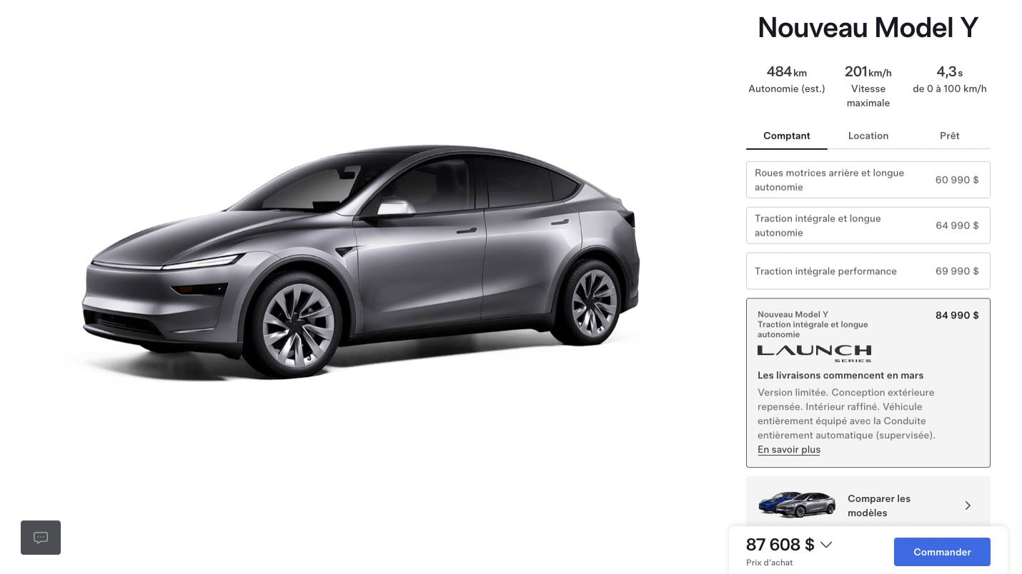 Le Tesla Model Y « Juniper » débarquera au Canada en mars prochain