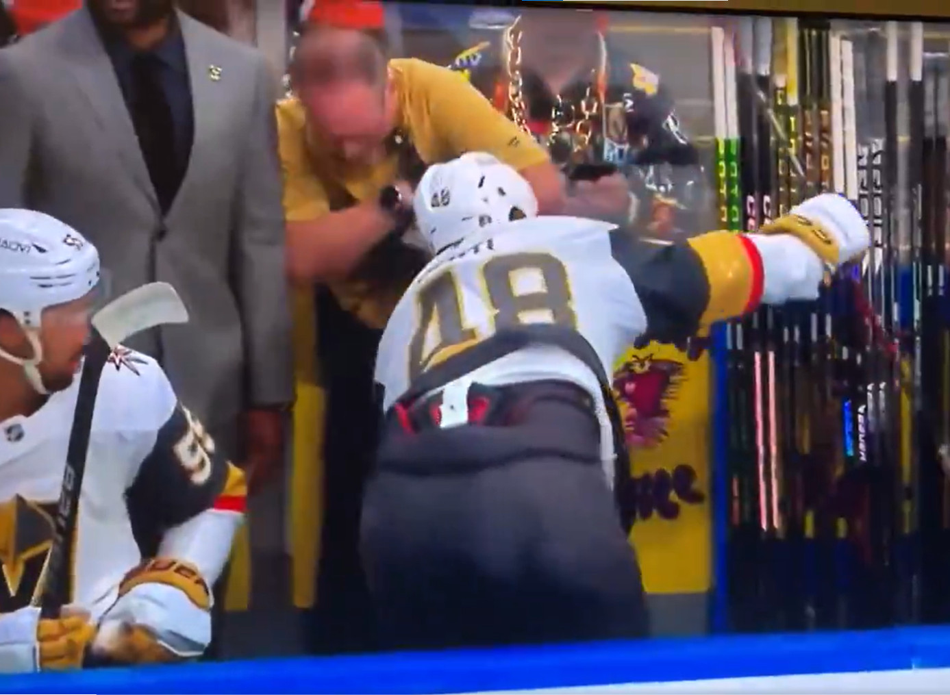 Frustré, Tomas Hertl blesse à la tête un membre du staff avec son bâton